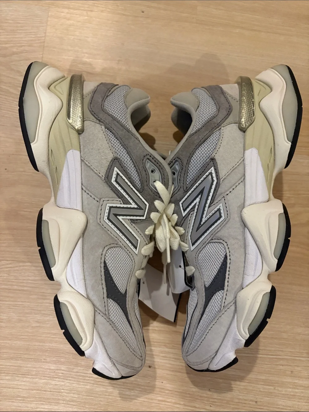 New Balance Neutral-Tone Chunky Sneakers in Beige, Gray & Cream